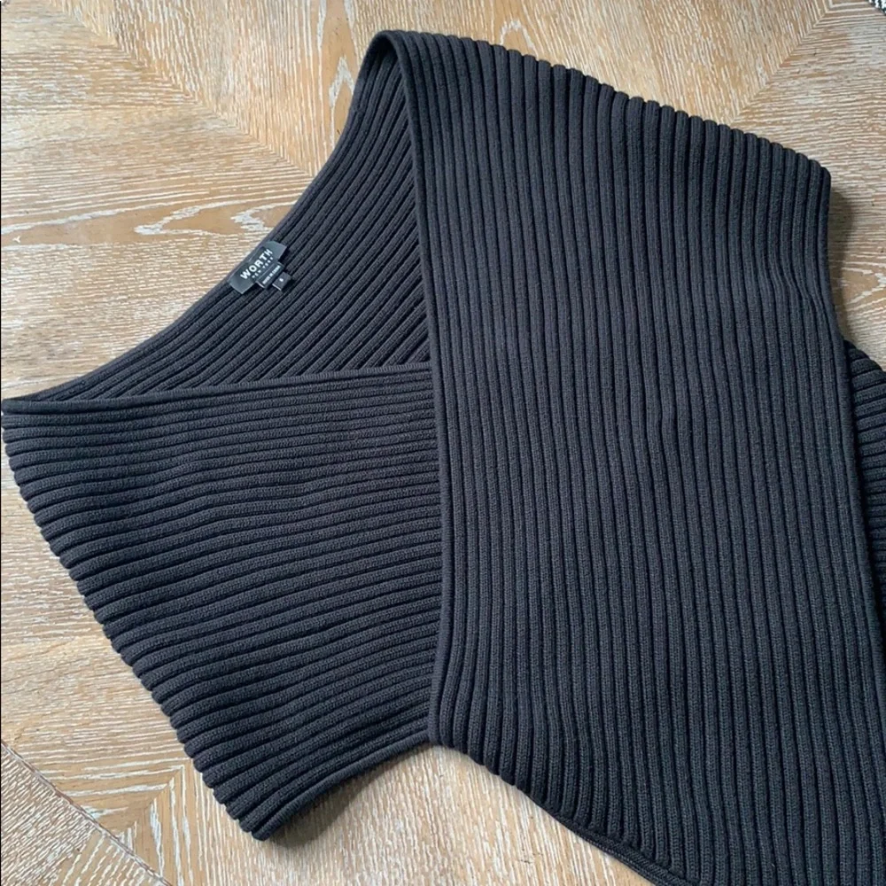 WORTH Ribbed Off-the-Shoulder Sweater Knit Top S - Picture 4 of 8